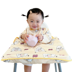 벨베이비 식탁일체형 방수 턱받이 긴팔 완전커버 라지, 1개, (리뉴얼)노랑양, 1개입