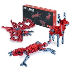 Metomics 도마뱀 3 in 1 수집기 시리즈 금속 빌딩 블록, 루비 레드, 150피스, 1개