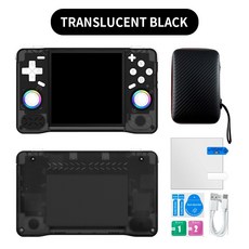 XF40H 4寸掌機 掌上遊戲機 便攜掌機 經典復古遊戲GBA遊戲 童年回憶 男孩禮物, 透黑,64G(收納包+熒幕保護膜）
