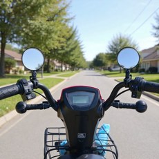 유니버설 오토바이 바 엔드 미러 알루미늄 360 ° 스쿠터 ATV 전자 자전거용 7/8" 핸들바용 조정 가능한, 01 Round, 01 빠른