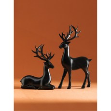 2개 세트 루돌프 크리스마스 테이블 장식 실내용 휴일 소형 조각상 러스틱, Bla