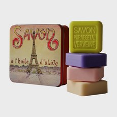 라 사본느리 드 니옹 클렌징 솝 대형 틴케이스 (100gx4), 향수비누_노을지는 에펠탑(33524), 100g, 4개입