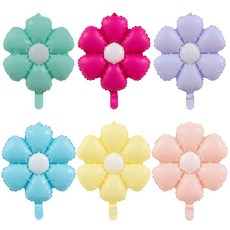 스마일파티 마카롱 데이지플라워 은박풍선 소 6p, 1세트, 1세트