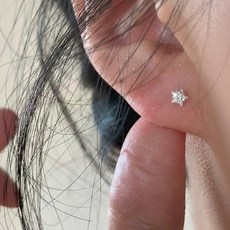 벚꽃 큐빅 귀걸이 봄 꽃잎 은침 반짝 스톤 여성 피어싱 실버 귀걸이