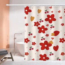 防水浴簾 加厚免打孔門簾 隔斷簾 浴室門簾 防水掛簾 荔枝草莓小清新衛生間隔斷加重鉛墜實體店商用拉簾, 圖案2,240*200cm浴簾+掛環, 1個