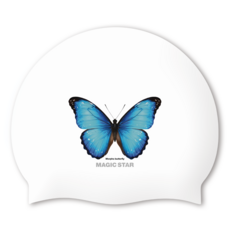 매직스타 수모 모르포 나비 수영모 (컴포트핏 Morpho 실리콘수모 MSW3FS08), 화이트, 1개
