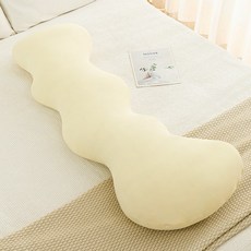 冰絲長條抱枕夾腿睡覺 靠枕牀上牀頭靠墊可拆洗孕婦側睡側臥抱枕, 奶油黃