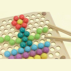 유아 소근육발달 색분류활동 원목 색깔구슬 집게 옮기기 교구 흥미유발, 1개