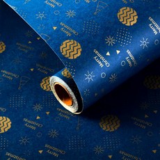 크리스마스 크라프트 롤 포장지 10m, 1개, 블루 크리스마스