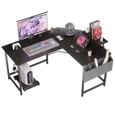 월로덴 L자형 코너형 게이밍 컴퓨터 책상 유튜버책상, 블랙(150x120x60x75CM)