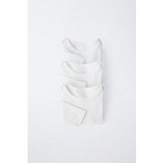 ZARA 자라 6개월-3세 긴소매 바디수트 3장 세트 - 스크래치 화이트 WXO964 NKF335