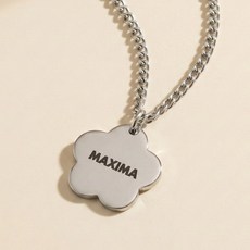 MX KIDS 써지컬스틸 미아방지 목걸이 209K 깊고 진한 양면 각인, 1개, 플라워