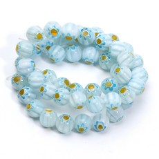 쥬얼리 제작용 무라노 램프워크 꽃 원형 유약 유리 구슬 DIY 팔찌 목걸이 수제 공예 액세서리 46 개 8mm, 8mm 46pcs, C05727, 46개