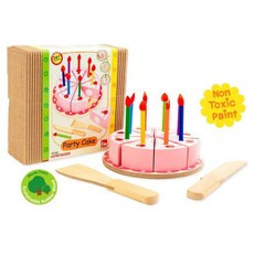 원목완구 유아 썰기놀이 생일케이크 균형감각 선물용, 1개