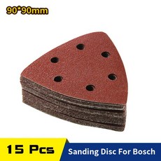 쿠쿠스토어 15 Pcs 9090mm 삼각형 사포 홀 샌딩 시트 후크 & 루프 -1000 그릿 목재 연마 디스크, 05 180