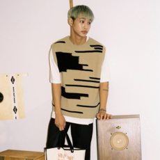 벤시몽 x TMH C오로 OLOR MIXED KNIT VEST MAN - BEIGE&BLA 651670 903699