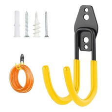 Pruite 호스 행거 벽 마운트 1팩 나사가 있는 튼튼한 홀더 외부용 금속 행거 차고 정원 및 마당에 적합한 랙 옐로우, Yellow 1 Pcs