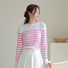 [백화점출고] 르포엠 [최초가 99 000원]쉘브론 골지 스트라이프 니트 1종