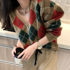 Coco Blanc Danes Argyle 格紋開衫