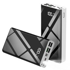 THOUSTA 대용량 보조배터리 고속충전 30000mAh 멀티단자 잔량표시 LED조명 PD 22.5W QC3.0, 화이트 화이트