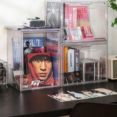 透明亞克力CD收納盒 磁吸展示櫃, 1個, 大號收納盒36*22*27無隔板,高透磁吸1個裝