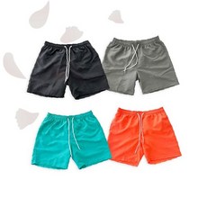 남녀공용 여름 비치웨어 수영 트렁크 숏츠 속건 경량 드로우스트링 허리밴드