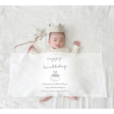 韓風ins森林系生日掛旗，簡約橫式野餐佈置布旗，小清新日式派對裝飾, 生日蛋糕40X100公分