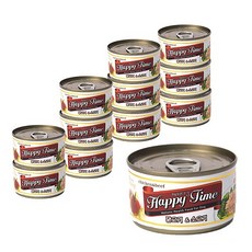 해피타임 강아지 캔 간식, 혼합맛(닭고기/소고기), 100g, 12개