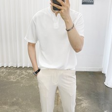 Adore Classic Y領開衩亨利領高彈力夏季短袖T恤