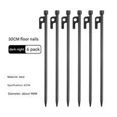 [캠핑파라솔웨건] 6pcs 확장 야외 캠핑 손톱 캐노피 텐트 액세서리 고정 강철 지상 해변, [02] heisechang30pcs