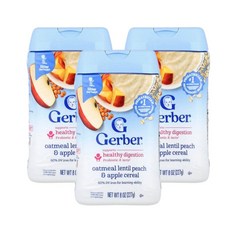 (3개세트) 거버 프로바이오틱 오트밀 시리얼 렌틸 복숭아 사과 227g(8oz), 렌틸사과복숭아, 227g, 3개