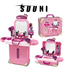 SUUNI 3in1 역할놀이 메이크업 가방 여행가방 화장대로 변신 화장완구!, 1개, 핑크색