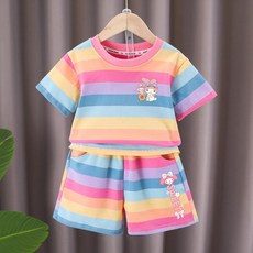여아 순면 반팔 반바지 투피스 세트 아동 여름 상하세트 귀여운 캐릭터 반팔티셔츠 반파지 2종세트
