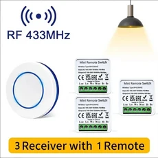 Diese 86 무선 터치 라이트 스위치 433MHz 원격 송신기 주택 개선 AC 110V ~ 250V 10A 릴레이 수신기 인터, 09 3Receiver 1Switch