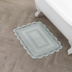 Laura Ashley 흡수성 욕실 매트 양면 크로셰 부드럽고 플러시 욕실 매트 100% 면 61x101cm(24x40인치) 욕실 러그 블러쉬 핑크, 1'5" x 2' (Rectangular), Sage Green