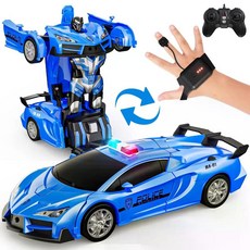 LED 조명 제스처 감지 2.4GHz 변신 로봇 RC 자동차 간편조작 리모컨 경찰차, 1개