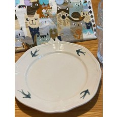 접시 수입예쁜그릇 얼리버드 빈티지그릇 제비 디저트 타원형, 1개, 볼/제비블루