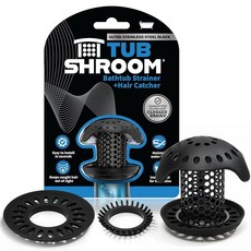 TubShroom 울트라 레볼루셔너리 욕조 배수구 망 1세트 실버 머리카락 캐쳐/ 거름망/덫 스테인리스 스틸, Matte Black