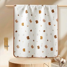 DFMEI a類產褥墊寶寶7A抗菌純棉隔尿墊嬰幼兒夏季可機洗不起球抗菌透氣, 1個, 開心小熊