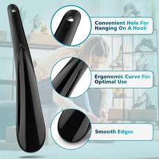 GEEKI 신발 구두 주걱 슈혼 헤라 플라스틱 풀러 유연하고 튼튼한 슬립 경적 긴 숟가락 모양 전문 블랙 리프터 20cm