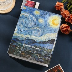 相簿本 可放證件照 家庭影集 紀念冊 小卡收集冊, 1個, 梵高-星月夜,5寸（3*5）100張【買一送一】