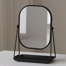 블루스카이스토어 탁상용 수납 화장대 거울, 블랙