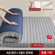 매트리스 토퍼 바닥 싱글 손님용 메모리폼 알러지케어 하드 접이식 수면매트, 1cm, 1단계 테크 딥슬립 미쓰비시 그레이블루 5cm