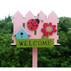 花樣渼栽盆栽生活館 瓢蟲花朵柵欄花插 庭園裝飾 門口店面擺設 歡迎光臨