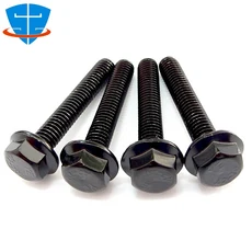 외부 육각 플랜지 볼트 톱니 미끄럼 방지 나사 패드 포함 DIN6921 M4 M5 M6 M8 M10 M12 블랙 304 스테인, 58 M10x50mm (2pcs), 02 Black 304 Stainless