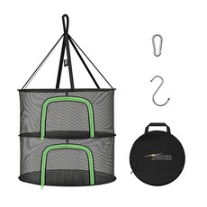 iPower 61 4cm 접이식 걸이식 메시 지퍼 2중 허브 건조대 2피트 드라이, 2Layer, Black Zippered New