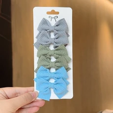 쿠쿠스토어 4//10Pcs 부드러운 목화 활 머리핀 소녀 달콤한 디자인 컬러 블록 섬세한 Hairgripe Barrettes, 08 A001-8