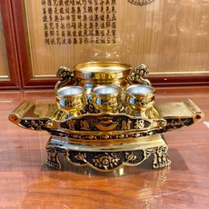 3寸8福壽祖爐 小元寶荐盒 素面杯整組/公媽爐/銅製, 1個