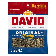 148.83 그램 (1팩) 데이비드 로스팅 및 소금 간 오 DAVID Roasted and Salted Jumbo Sunflower Seeds Original Flavor 5, 1개