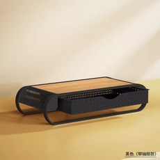 높이조절 모니터 4단 2in1 강화유리 원목금속 선반 받침대 서랍형 서랍형 흰색, G. 서랍형 블랙